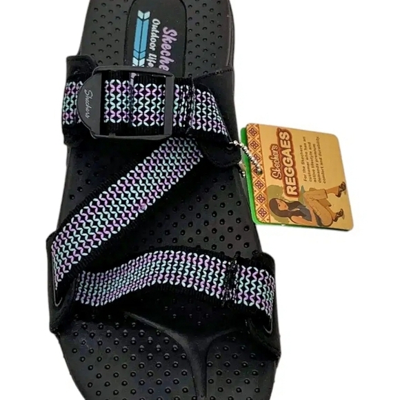 🔹️Skechers 🔹️Women's Reggae Good-Day Sandals Black size 6 - Picture 2 of 3